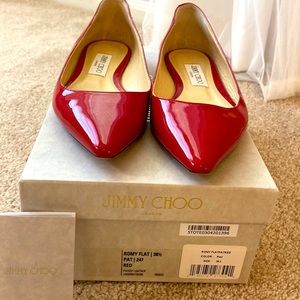 Jimmy Choo Red Patent Leather Romy Flats